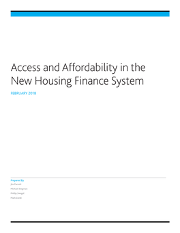Access and Affordability in the New Housing Finance System