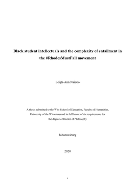 Black Student Intellectuals and the Complexity of Entailment in the #Rhodesmustfall Movement