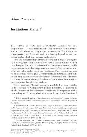Adam Przeworski Institutions Matter?