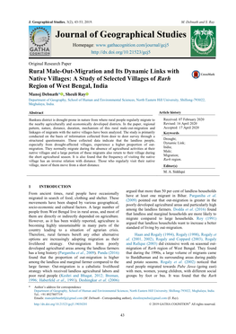 A Study of Selected Villages of Rarh Region of West Bengal