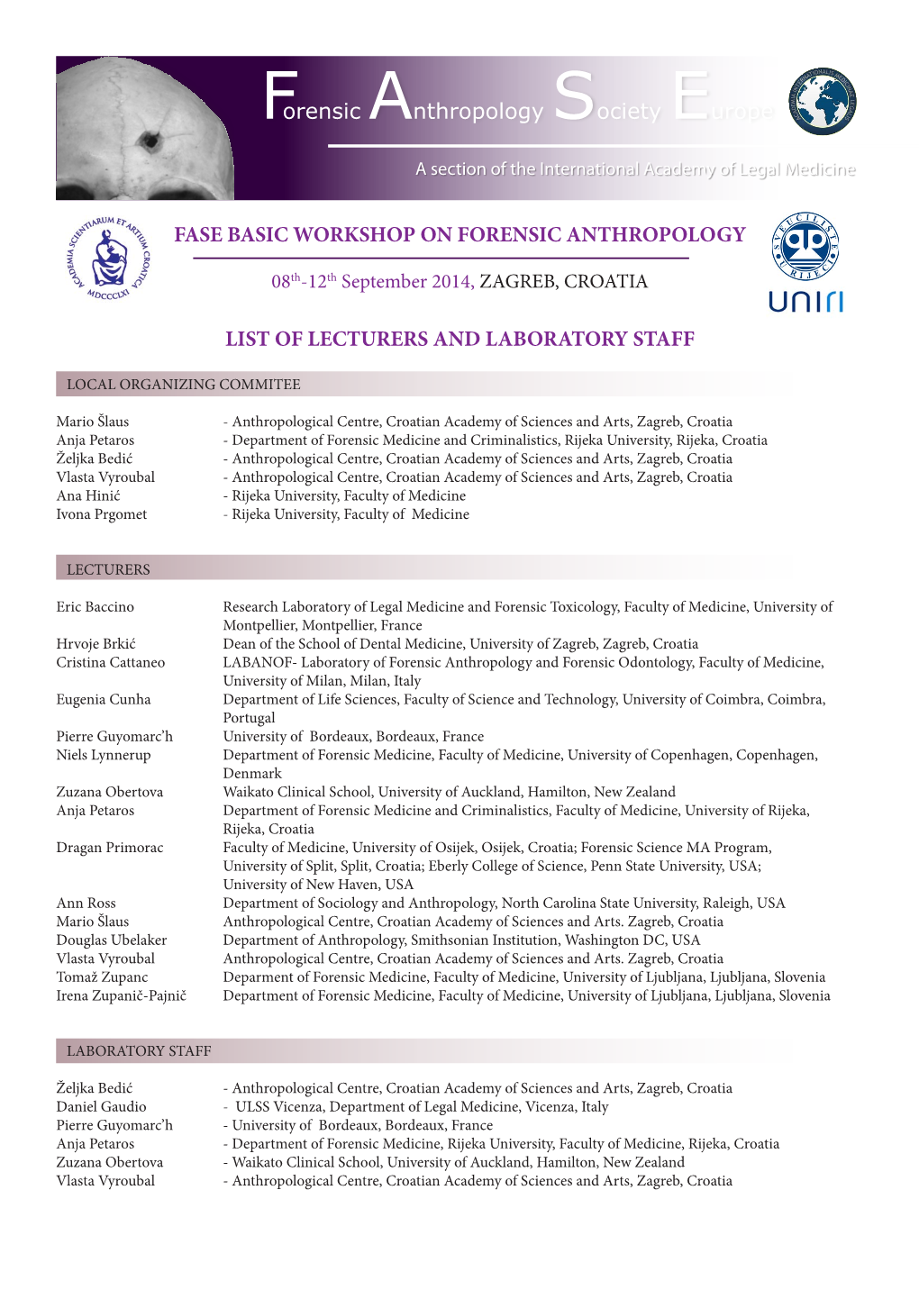 Fase Basic Workshop on Forensic Anthropology