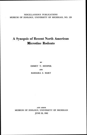 A Synopsis of Recent North American Microtine Rodents