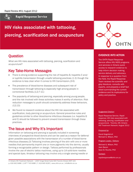 HIV Risks Associated with Tattooing, Piercing, Scarification and Acupuncture