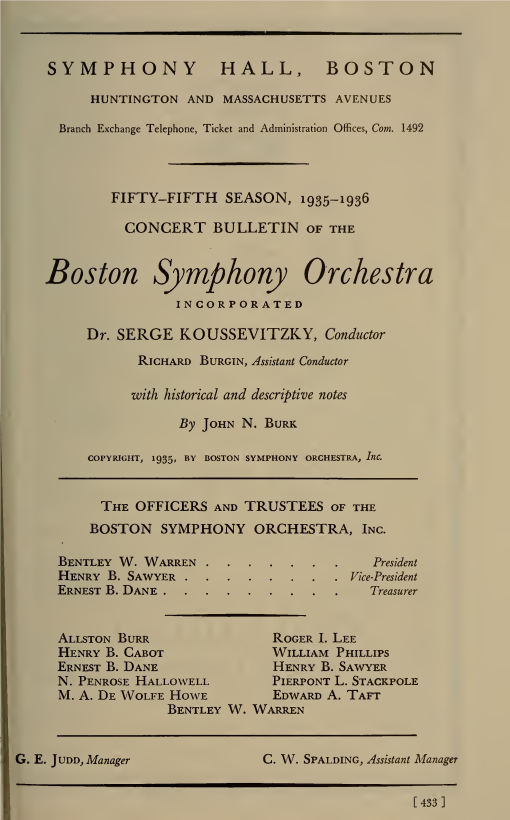 Boston Symphony Orchestra Concert Programs, Season 55,1935-1936