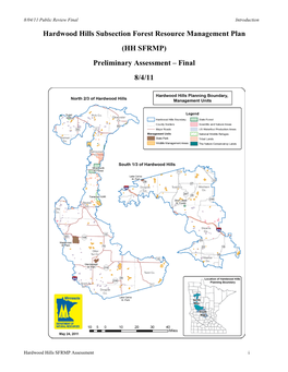 Hardwood Hills Subsection Forest Resource Management Plan (HH SFRMP) Preliminary Assessment – Final 8/4/11