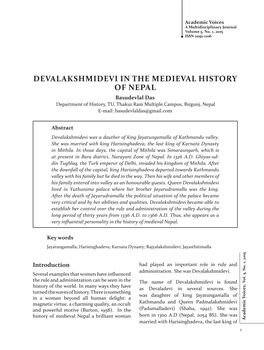 Devalakshmidevi in the Medieval History of Nepal