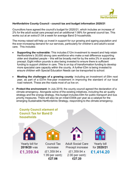 Council Tax and Budget Information 2020/21