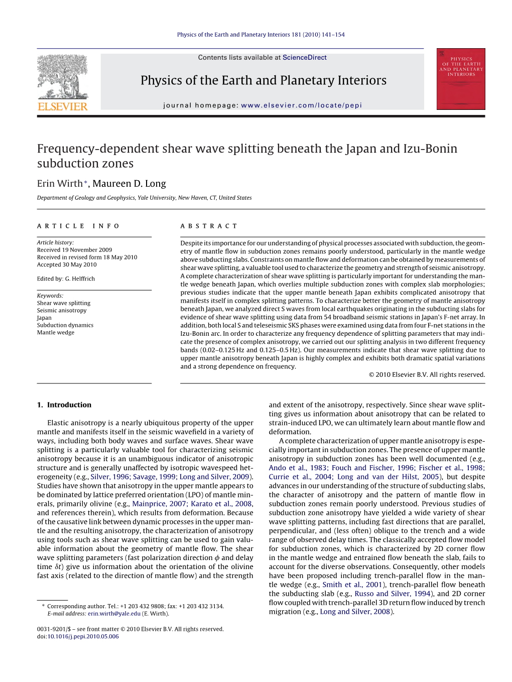 Frequency-Dependent Shear Wave Splitting Beneath the Japan and Izu-Bonin Subduction Zones