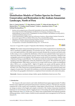 Distribution Models of Timber Species for Forest Conservation and Restoration in the Andean-Amazonian Landscape, North of Peru