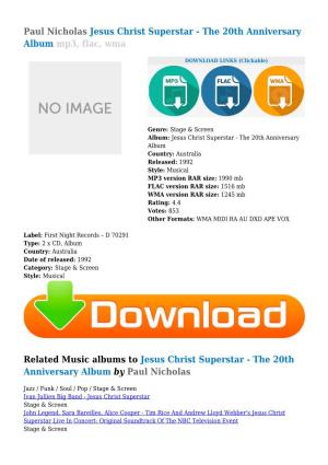 Paul Nicholas Jesus Christ Superstar - the 20Th Anniversary Album Mp3, Flac, Wma