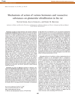 Mechanisms of Action of Various Hormones and Vasoactive Substances on Glomerular Ultrafiltration in the Rat