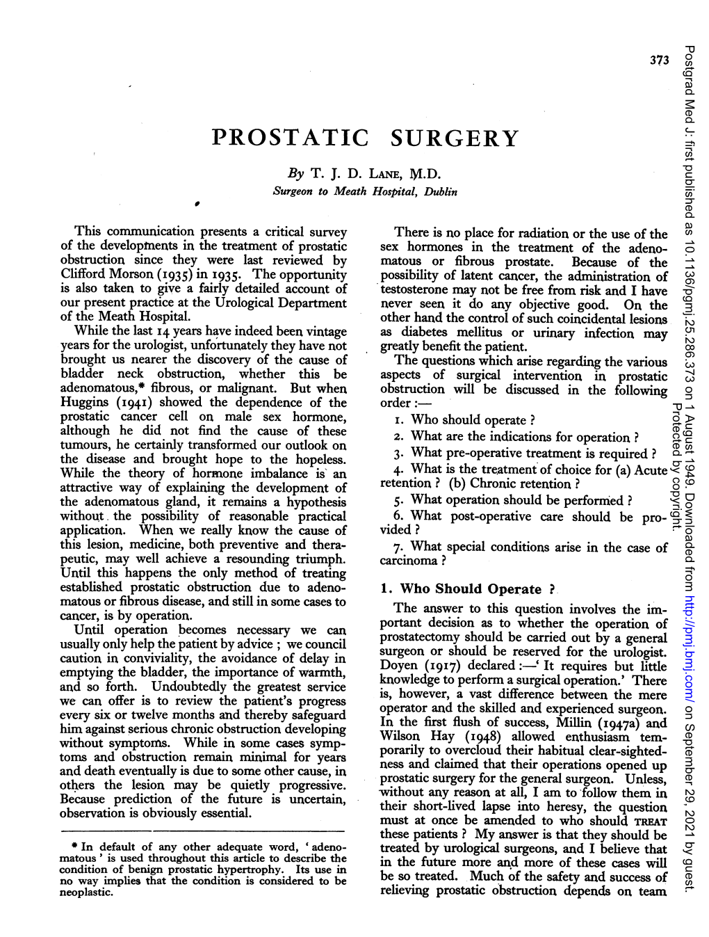 PROSTATIC SURGERY by T