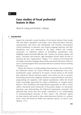 Case Studies of Focal Prefrontal Lesions in Man