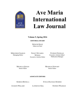 Ave Maria International Law Journal Spring