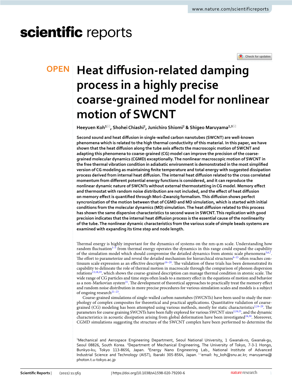 Heat Diffusion-Related Damping Process in a Highly Precise Coarse