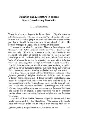 Religion and Literature in Japan: Some Introductory Remarks