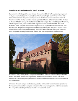 Travelogue #7, Malbork Castle, Toruń, Warsaw