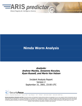 Nimda Worm Analysis Analysts