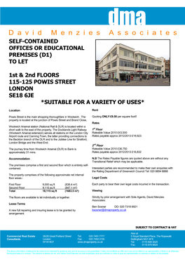 Self-Contained Offices Or Educational Premises (D1) to Let