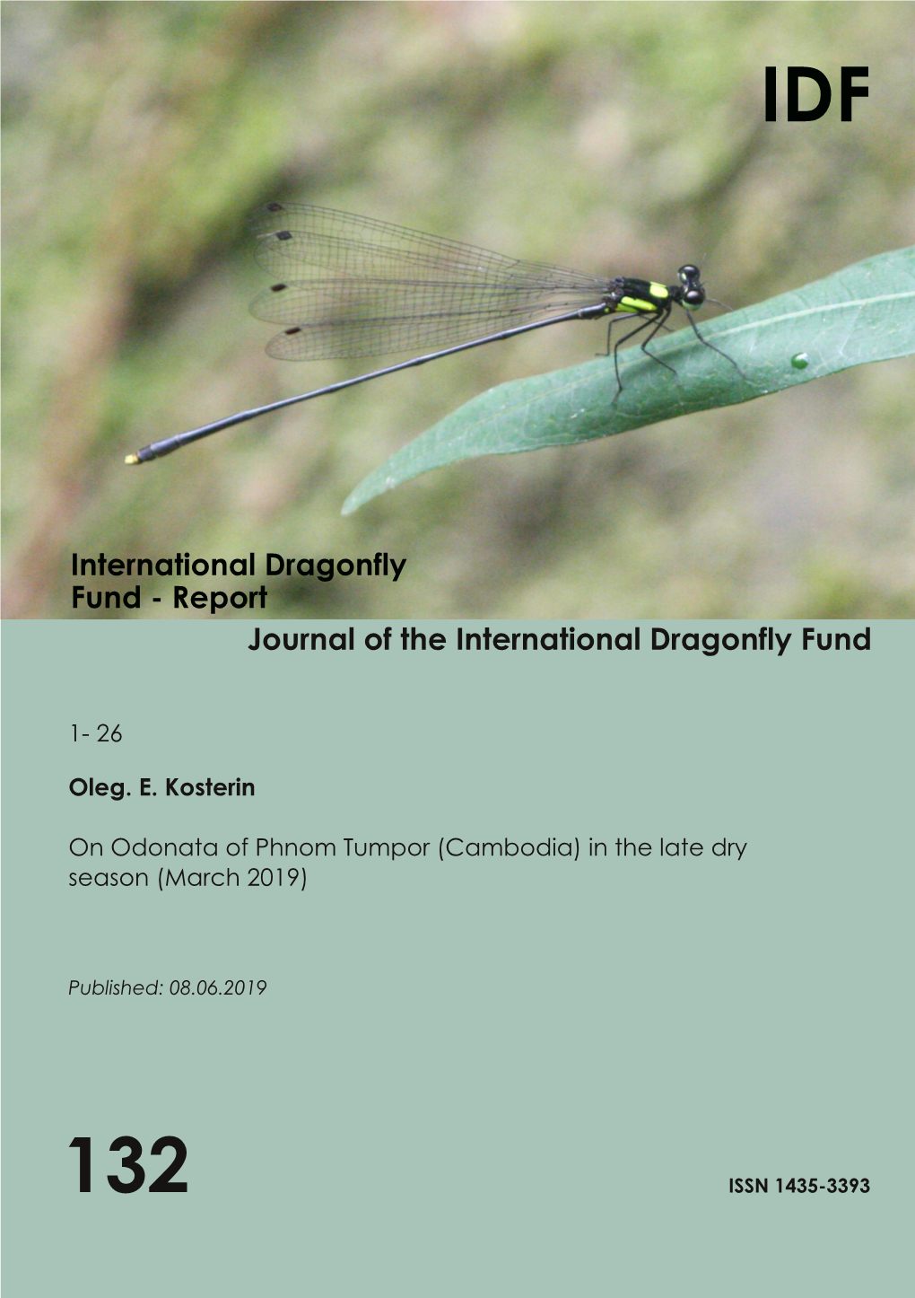 Kosterin, O.E. 2019. on Odonata of Phnom Tumpor