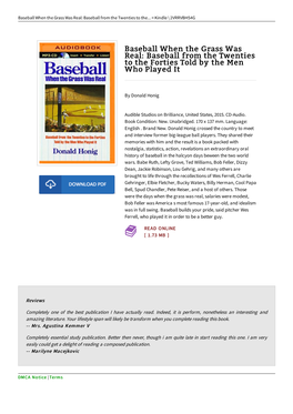 Book // Baseball When the Grass Was Real: Baseball from The