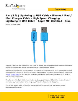 Blue Lightning Cable