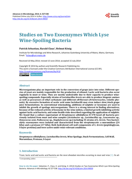 Studies on Two Exoenzymes Which Lyse Wine-Spoiling Bacteria