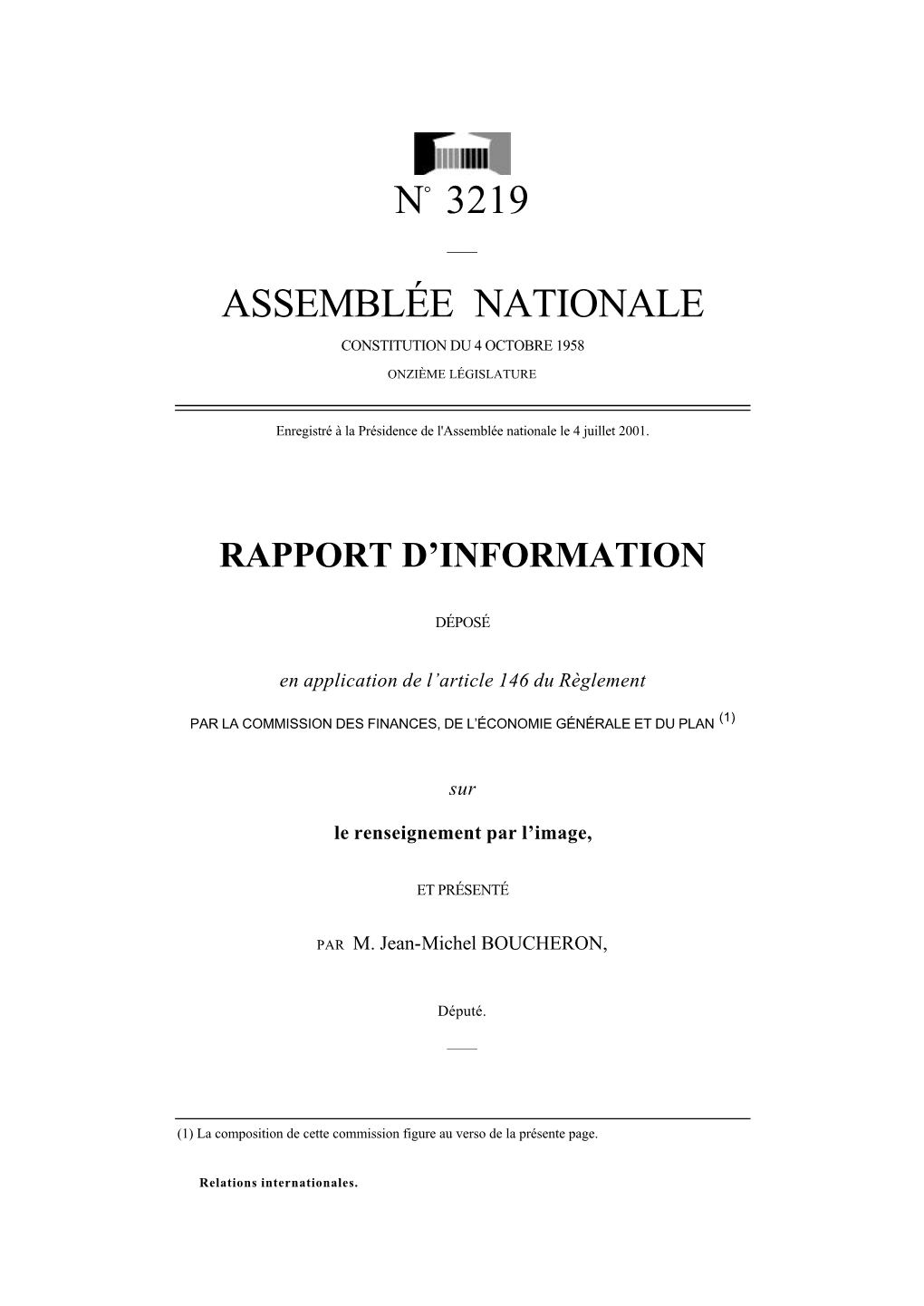 N° 3219 Assemblée Nationale