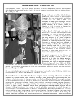 Obituary —Bishop Andrew J