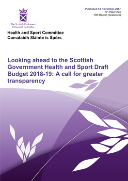 Looking Ahead to the Scottish Government Health and Sport Draft
