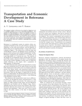 Transportation and Economic Development in Botswana: a Case Study