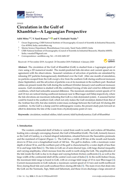 Circulation in the Gulf of Khambhat—A Lagrangian Perspective