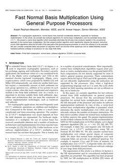 Fast Normal Basis Multiplication Using General Purpose Processors