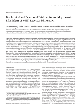 Biochemical and Behavioral Evidence for Antidepressant