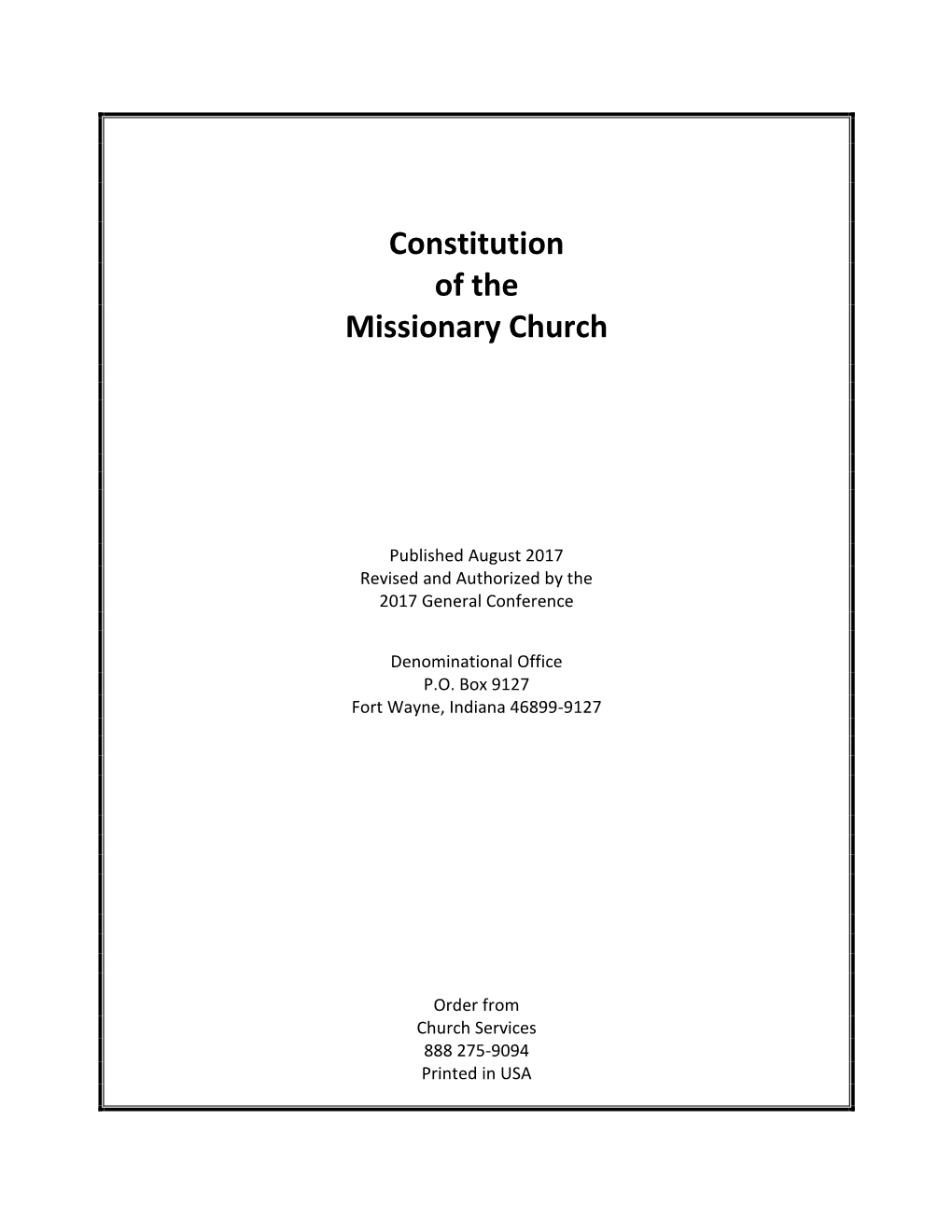 Constitution of the Missionary Church