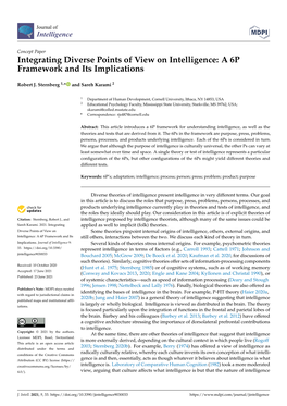 Integrating Diverse Points of View on Intelligence: a 6P Framework and Its Implications