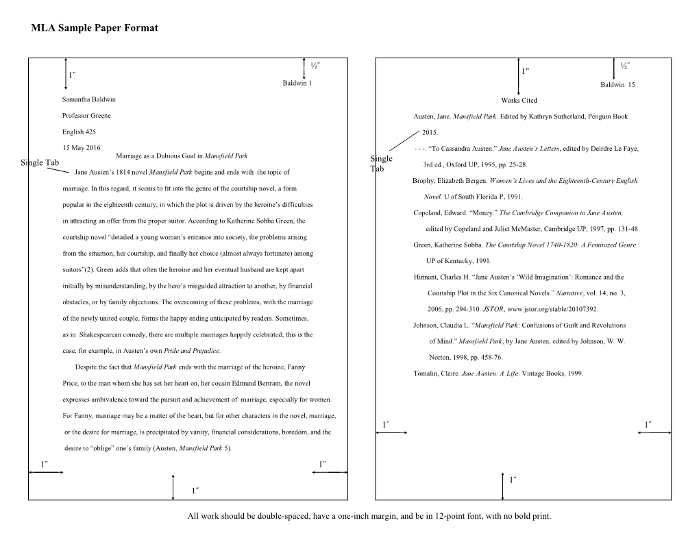 MLA Sample Paper Format