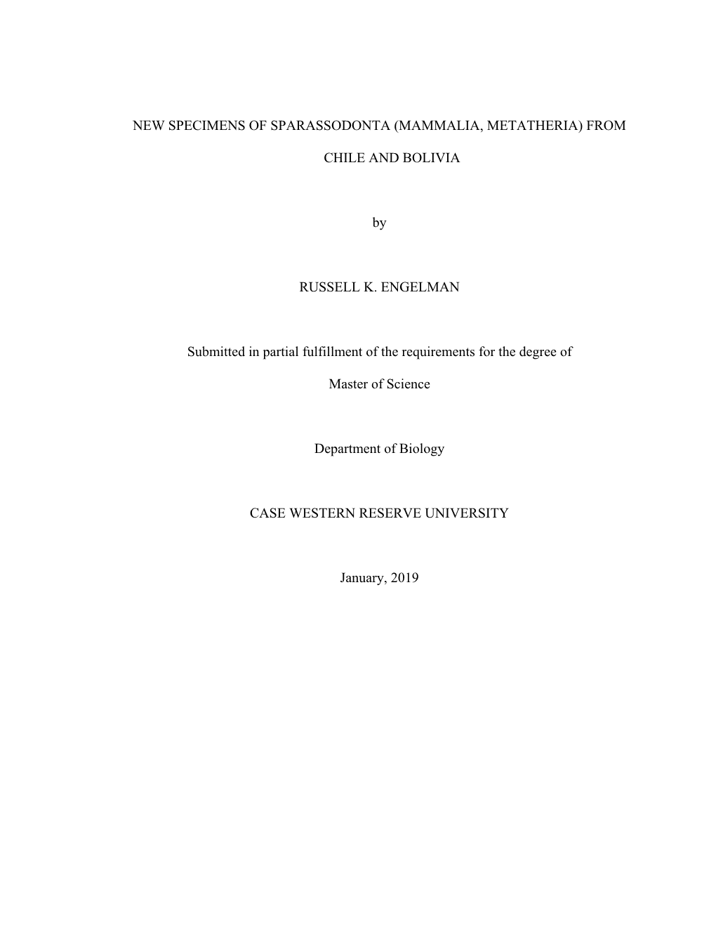 New Specimens of Sparassodonta (Mammalia, Metatheria) From