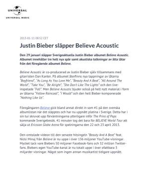 Justin Bieber Släpper Believe Acoustic