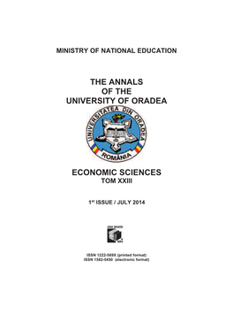 The Annals of the University of Oradea Economic Sciences