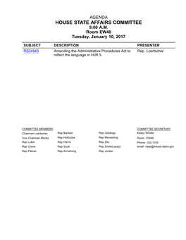 House State Affairs Committee 9:00 A.M