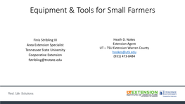 Equipment & Tools for Small Farmers