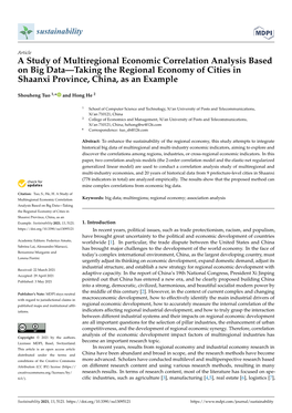 A Study of Multiregional Economic Correlation Analysis Based on Big Data—Taking the Regional Economy of Cities in Shaanxi Province, China, As an Example