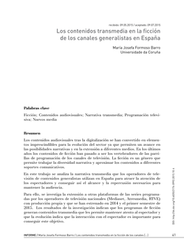 Los Contenidos Transmedia En La Ficción De Los Canales Generalistas En España