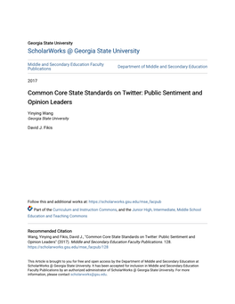 Common Core State Standards on Twitter: Public Sentiment and Opinion Leaders