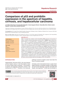 Comparison of P53 and Prohibitin Expression in the Spectrum of Hepatitis, Cirrhosis, and Hepatocellular Carcinoma