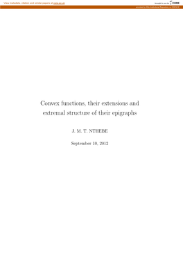 Convex Functions, Their Extensions and Extremal Structure of Their Epigraphs