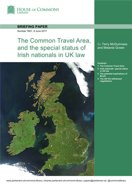 Common Travel Area, by Terry Mcguinness and Melanie Gower and the Special Status of Irish Nationals in UK Law