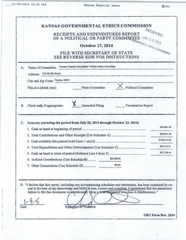 RECEIPTS and EXPENDITURES REPORT ~F!L'l2q of a POLITICAL