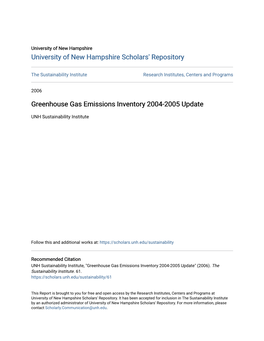 Greenhouse Gas Emissions Inventory 2004-2005 Update